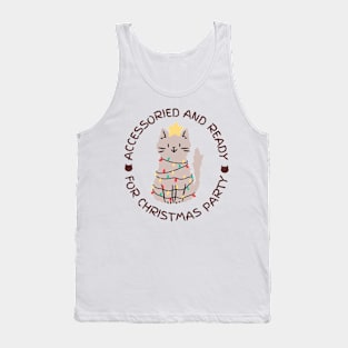 cat for christmas party design Tank Top